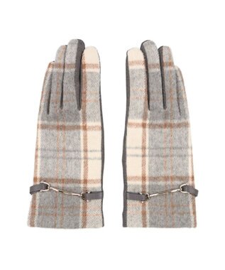 UNBILLION カシュネ cache nez / ビット金具付きチェック手袋 GY