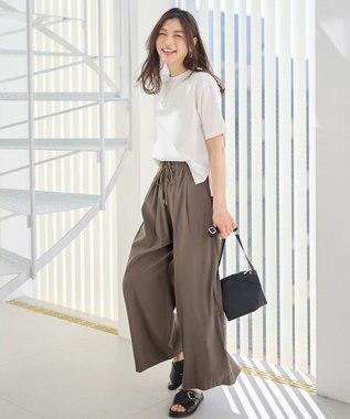 ANY 【新色追加/ウエストゴム】清涼リラックスハイウエストパンツ モカ