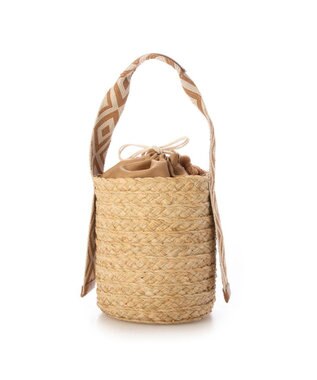 UNBILLION カシュカシュ cachecache / ジャガードテープハンドルラフィアバケツトート キャメル