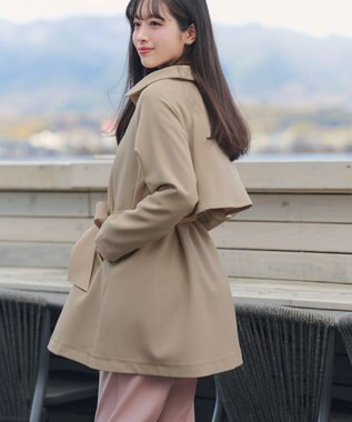 Tiaclasse ステンカラーフレアミドルコート ベージュ