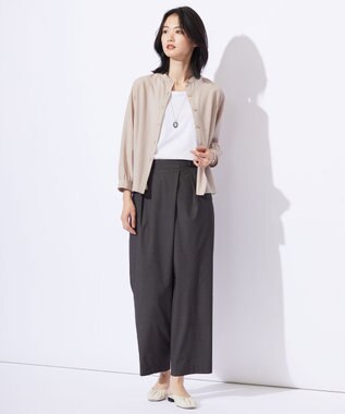 J.PRESS LADIES 【洗える】ストレッチタイプライター ラップディテール ワイド パンツ チャコール系