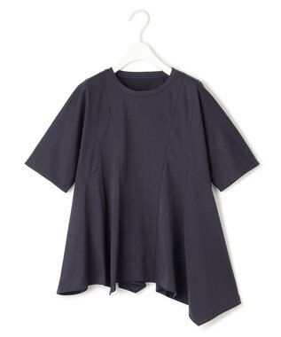 ICB 【洗える】ブラウスライクジャージー ハンカチーフヘムカットソー ネイビー系