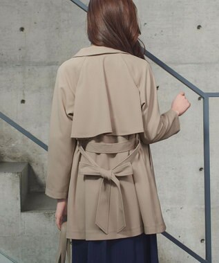 Tiaclasse ステンカラーフレアミドルコート ベージュ