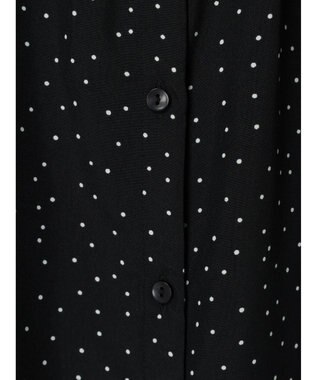 Green Parks ＢＰ　ケア楽　スタンドフリルブラウス Dot Black