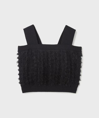 GRACE CONTINENTAL フリンジニットベアトップ ブラック