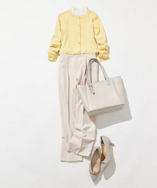 ANY SIS 【洗える】レースネックショートレングス カーディガン ライトイエロー