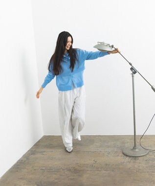 CRAFT STANDARD BOUTIQUE ベルトデザインワイドパンツ Stripe White