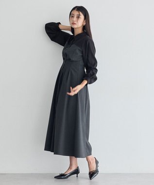 YECCA VECCA ベアドッキングワンピース Stripe