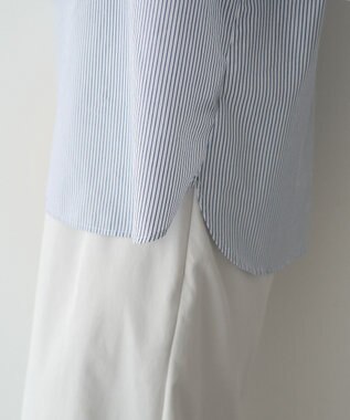 YECCA VECCA ストライプ柄レース切替ブラウス Off White