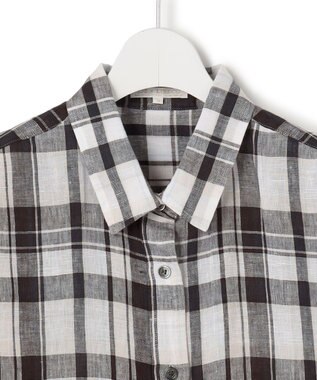 23区 【先行予約】LIBECOリネン チェック シャツ ダークブラウン系