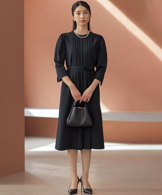 組曲 L 【KUMIKYOKU NAVY】フロントタックドレス ネイビー系