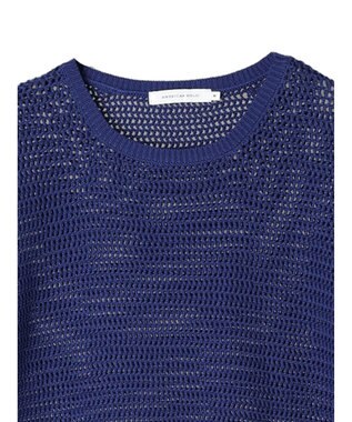AMERICAN HOLIC 透かし編み半袖ニットプルオーバー Blue