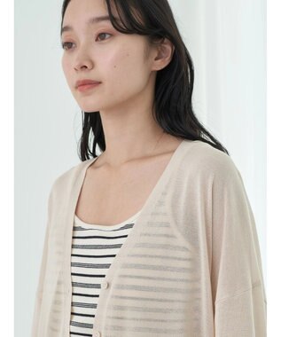 earth music&ecology 接触冷感Ｖネックカーディガン Light Beige