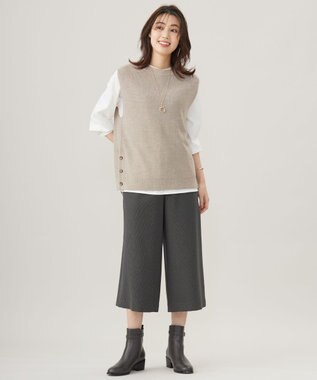 J.PRESS LADIES 【洗える】DRALON MERINO ニット ベスト ベージュ系