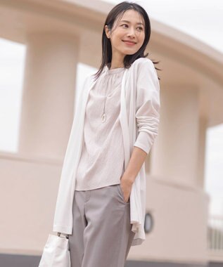 J.PRESS LADIES セルロースジャージー ロング カーディガン ライトグレー系
