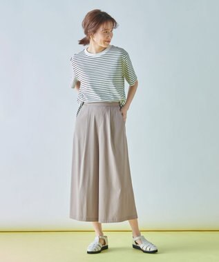 ANY 【接触冷感】クロップド丈半袖Tシャツ ボーダー