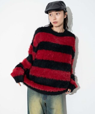 WEGO 【ユニセックスITEM着用】フェザーボーダープルオーバー レッドボーダー