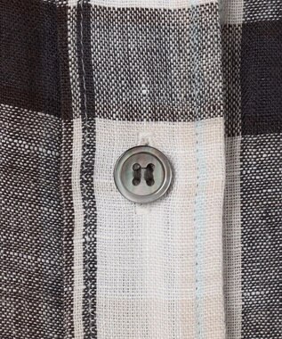 23区 【先行予約】LIBECOリネン チェック シャツ ダークブラウン系