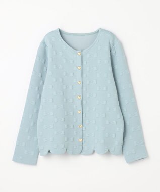 ANY KIDS リボン ジャガード カーディガン サックスブルー