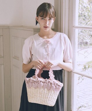 Maison de FLEUR 【2Way】フリルハンドルメイズリボン2Wayカゴバッグ