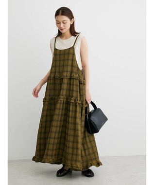 Green Parks ・Ｐｅｔｉｔ　Ｆｌｅｕｒ　フリルティアードキャミワンピ Olive