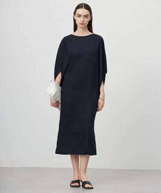 ICB L 【UVケア・接触冷感・速乾・防シワ・洗える】FluidBackSatinドルマンスリーブワンピース ネイビー系