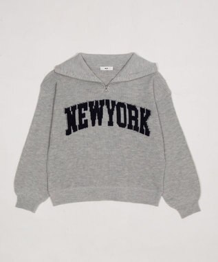 WEGO NEWYORKハーフジップニット 杢グレー