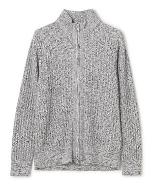 JOSEPH HOMME 【新柄】シルクバルキー　ハイネックジップアップニット ライトグレー系
