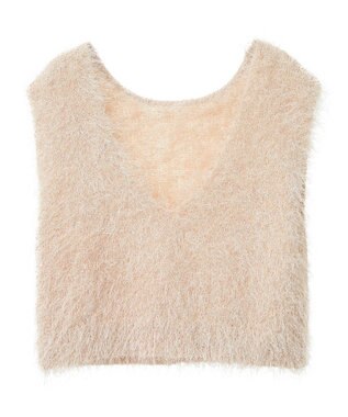 AMERICAN HOLIC 選べる丈２サイズ前後２ｗａｙシャギーベスト Ivory