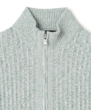 JOSEPH HOMME 【新柄】シルクバルキー　ハイネックジップアップニット スモーキーグリーン系