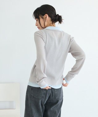 CRAFT STANDARD BOUTIQUE レイヤードポロ衿カーディガン Light Gray