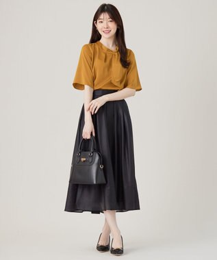 ANY SIS L 【洗える】トロミサテンボウ ブラウス マスタード