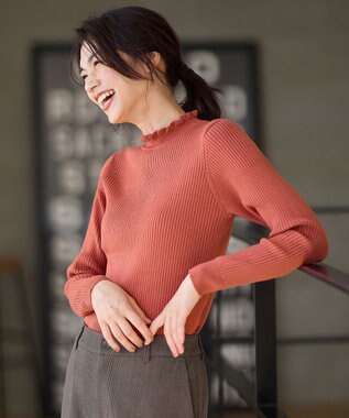 ANY 【洗濯機可】ウォームニットフリルプルオーバー オレンジ