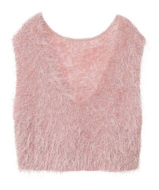 AMERICAN HOLIC 選べる丈２サイズ前後２ｗａｙシャギーベスト Pink