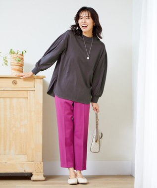 ANY プレミアム モックネック長袖Tシャツ グレー系