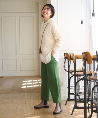 ANY 【洗濯機可】スキッパーソフトタッチアラン柄ニット オイスター