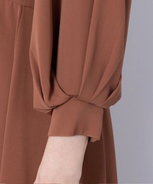 Tiaclasse L 【洗える】シンメトリープリーツワンピース ブラウン