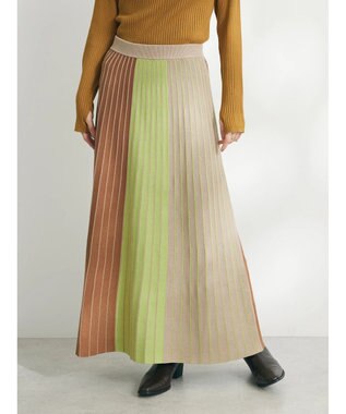 CRAFT STANDARD BOUTIQUE マルチストライプバイカラーニットスカート Beige