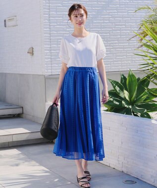 Tiaclasse ラインレーススカート ブルー