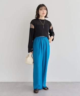 Green Parks 接触冷感ウエストレイヤードツイルパンツ Dark Navy