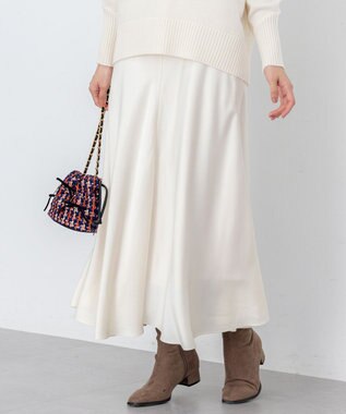 組曲 【WEB限定】サテンナロー スカート アイボリー系