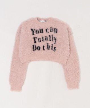 WEGO ロゴシャギーショートニット ピンク