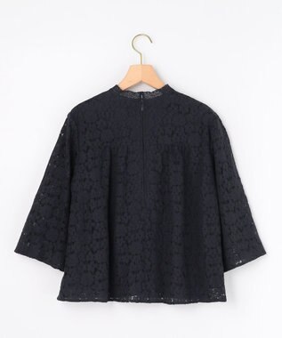 組曲 L 【先行予約・WEB限定】フラワーラッセルレーススタンド襟 ブラウス ネイビー系