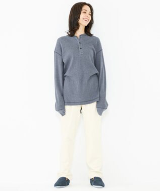 JOSEPH ABBOUD MOUNTAIN 【SPACE／UNISEX】OGコットンワッフル カットソー ダルブルー系