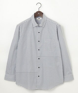 JOSEPH ABBOUD 【キングサイズ・オーガニックコットン使用】ジオメトリックパターンシャツ ダルブルー系5