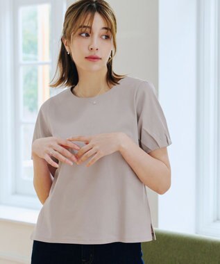 Tiaclasse 【UVケア・接触冷感】“あまラク” タックパフスリーブカットソートップス グレージュ