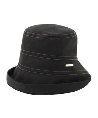 MOONBAT 【洗える】FURLA(フルラ) カラーステッチななめはぎブルトンハット ブラック