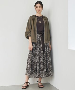 自由区 S 【カタログ掲載】ロータスタイルプリント スカート ブラウン