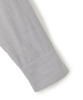 ICB 【洗える】 クリーンブロード バンドカラーシャツ ブラックストライプ系