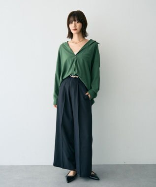 YECCA VECCA バックギャザーロングシャツ Green